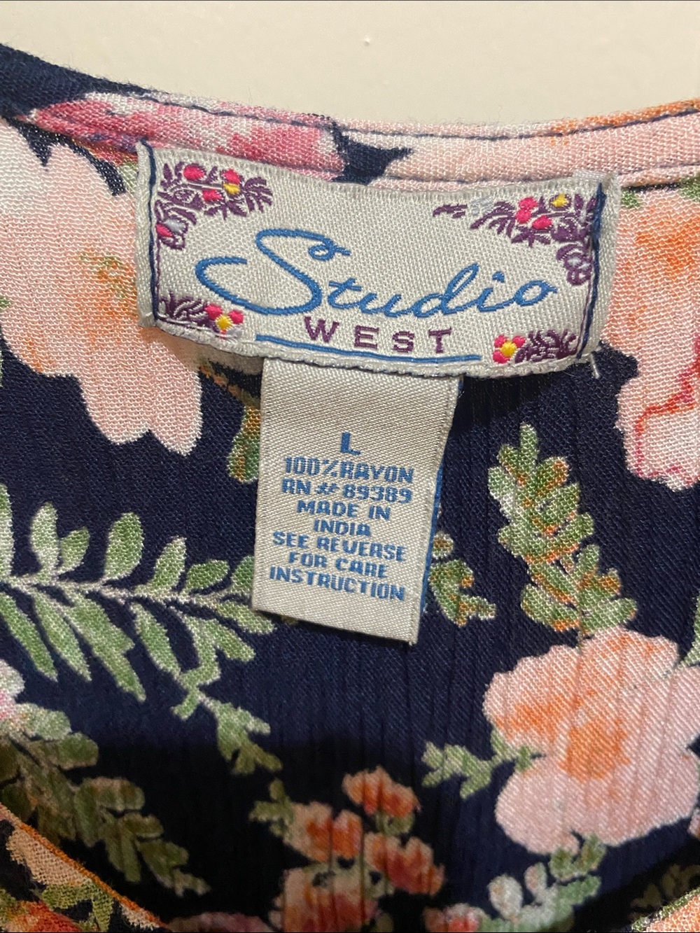 Studio West Navy Floral Maxi Dress with Pink & Green Flowers - Picture 2 of 5